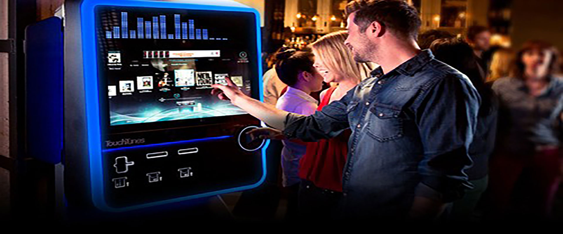 Touchtune large display Virtuo downloading internet bar jukebox
